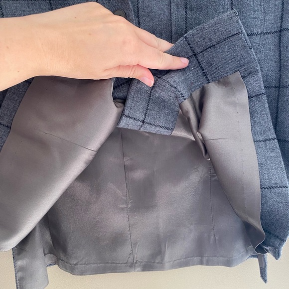 Vintage Pendleton Petite Wool Grey Black Plaid Button Down Jacket Size 12 - Picture 7 of 13
